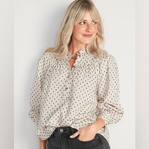 Swiss Dot Long Sleeve Blouse